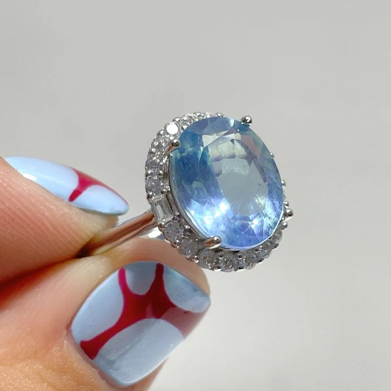 8 Pieces Beautiful High Quality S925 Sterling Silver Cut Faceted Aquamarine Different Styles Ring - Image 6
