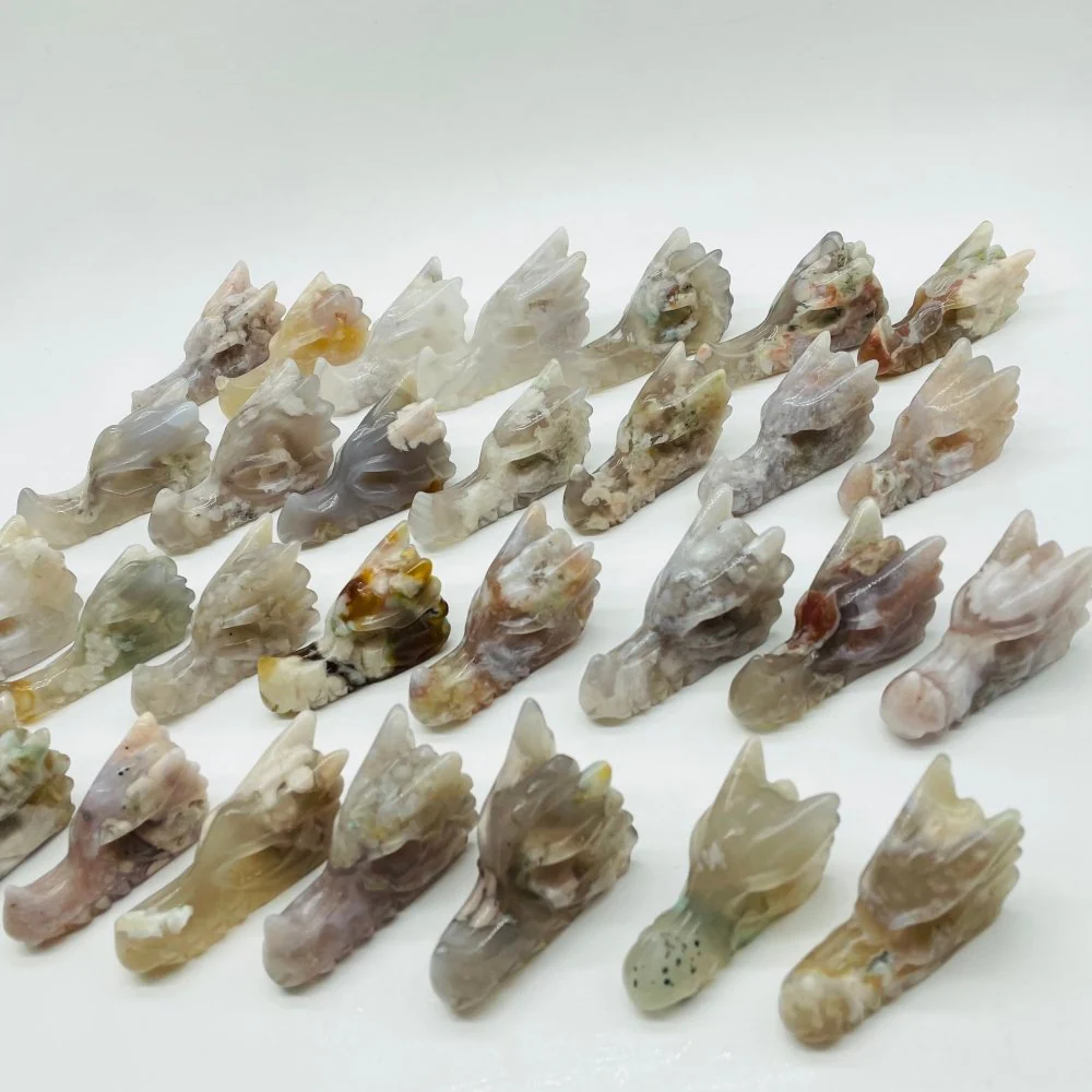 30 Pieces Sakura Agate Dragon Head Carving - Image 3
