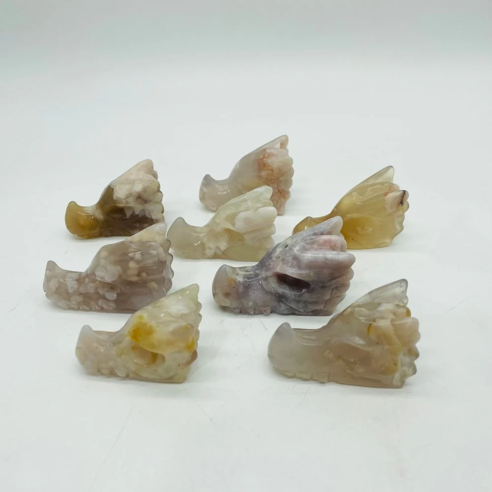 2Inch Sakura Agate Dragon Head Carving Wholesale - Image 3