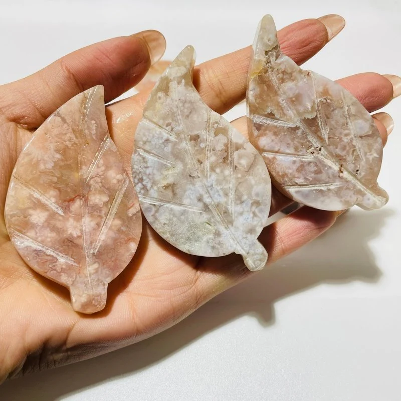 Sakura Flower Agate Leaf Shape Carving Wholesale - Image 2