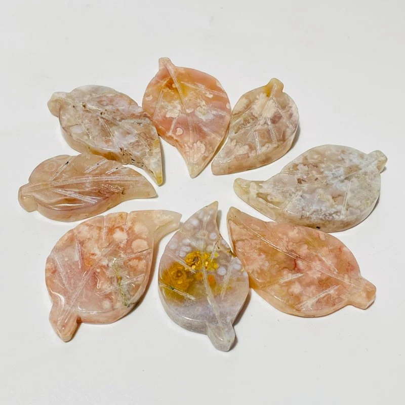 Sakura Flower Agate Leaf Shape Carving Wholesale - Image 4