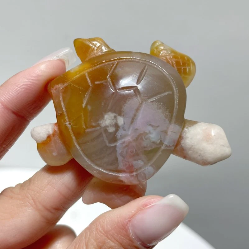 26 Pieces High Quality Sakura Flower Agate Sea Turtle Carving - Image 2
