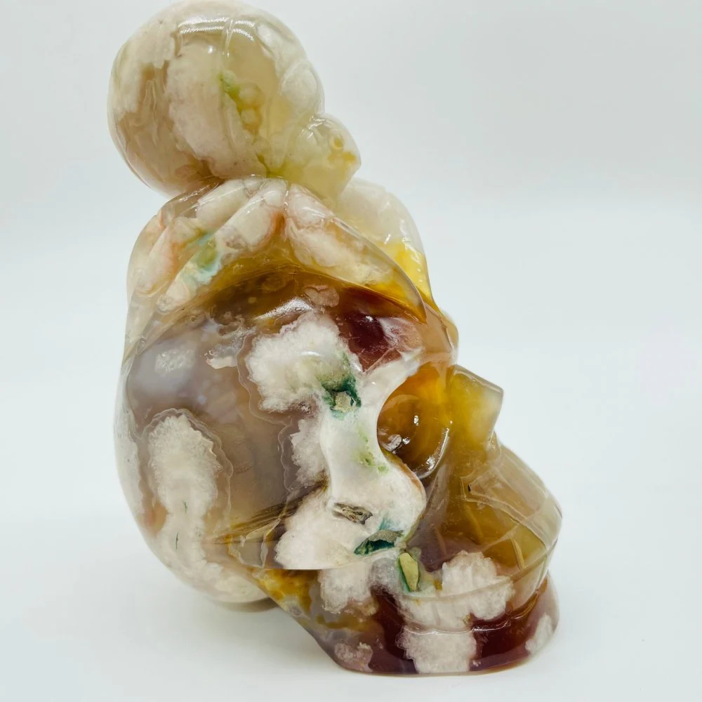 Sakura Flower Agate Beetle Skull Carving - Image 2