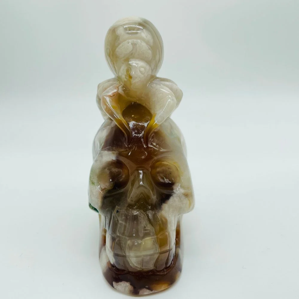 Sakura Flower Agate Beetle Skull Carving - Image 5