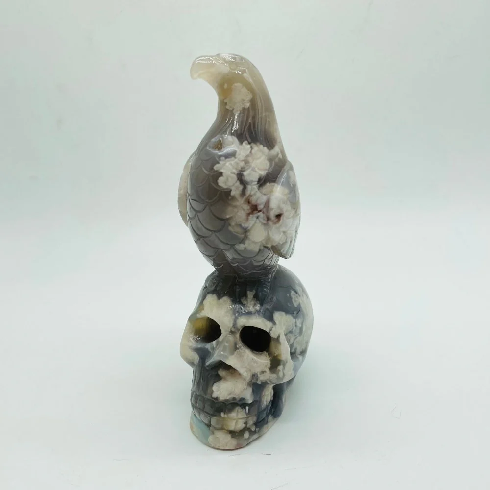 Sakura Flower Agate Bird Skull Carving - Image 3