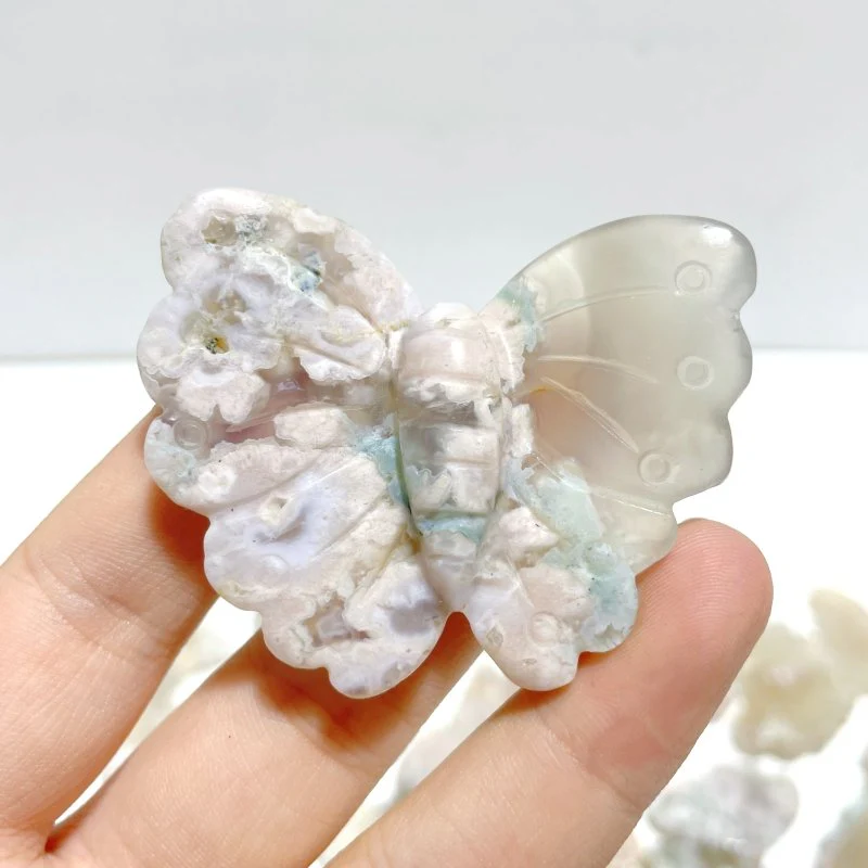 25 Pieces Sakura Flower Agate Butterfly Carving(Clearance) - Image 3