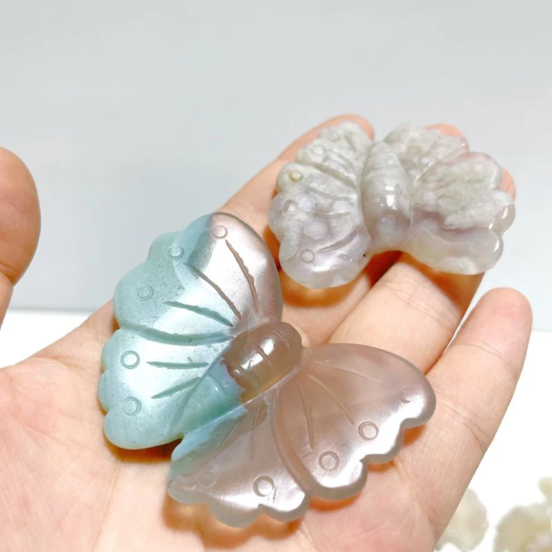 25 Pieces Sakura Flower Agate Butterfly Carving(Clearance) - Image 6