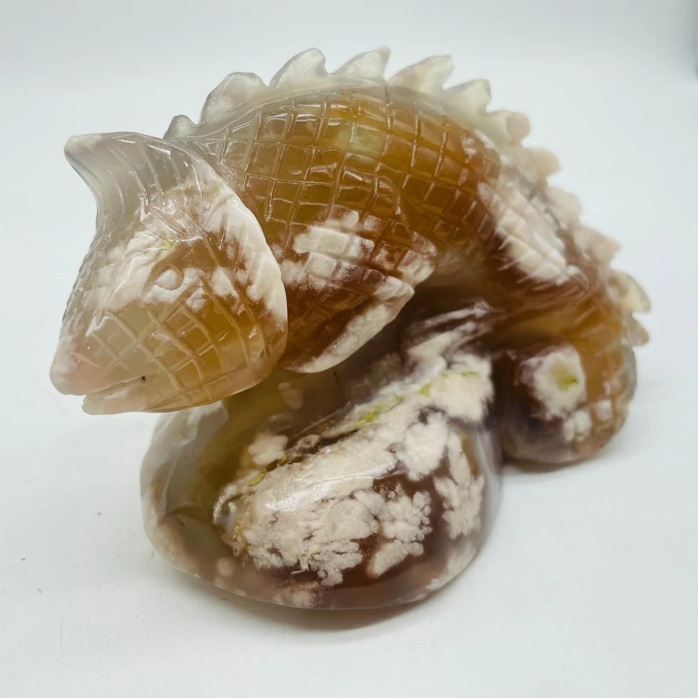 Sakura Flower Agate Chameleon Lizard Carving - Image 2