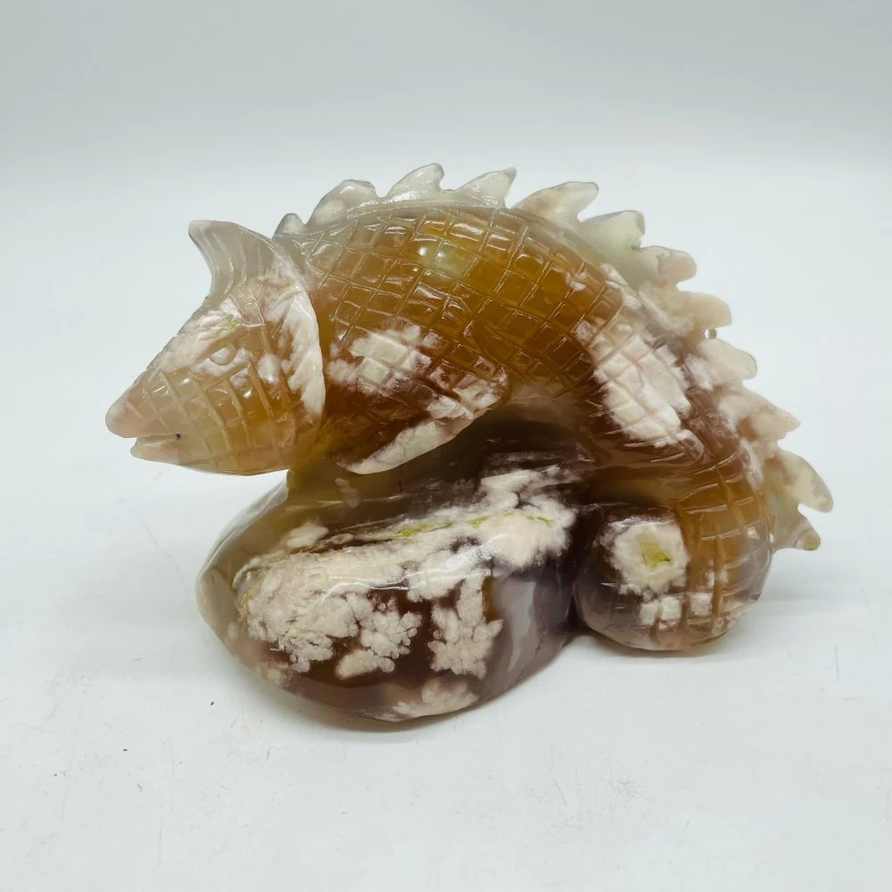 Sakura Flower Agate Chameleon Lizard Carving - Image 4