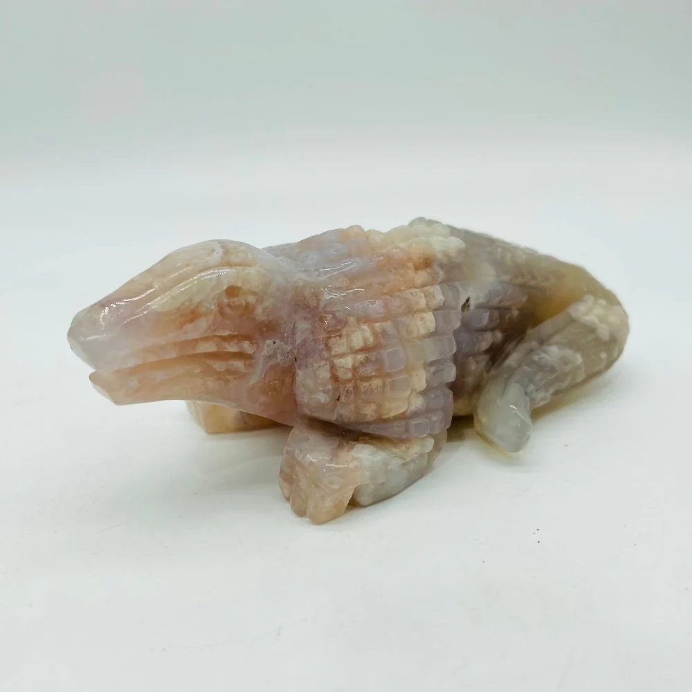 Sakura Flower Agate Crocodile Carving - Image 2