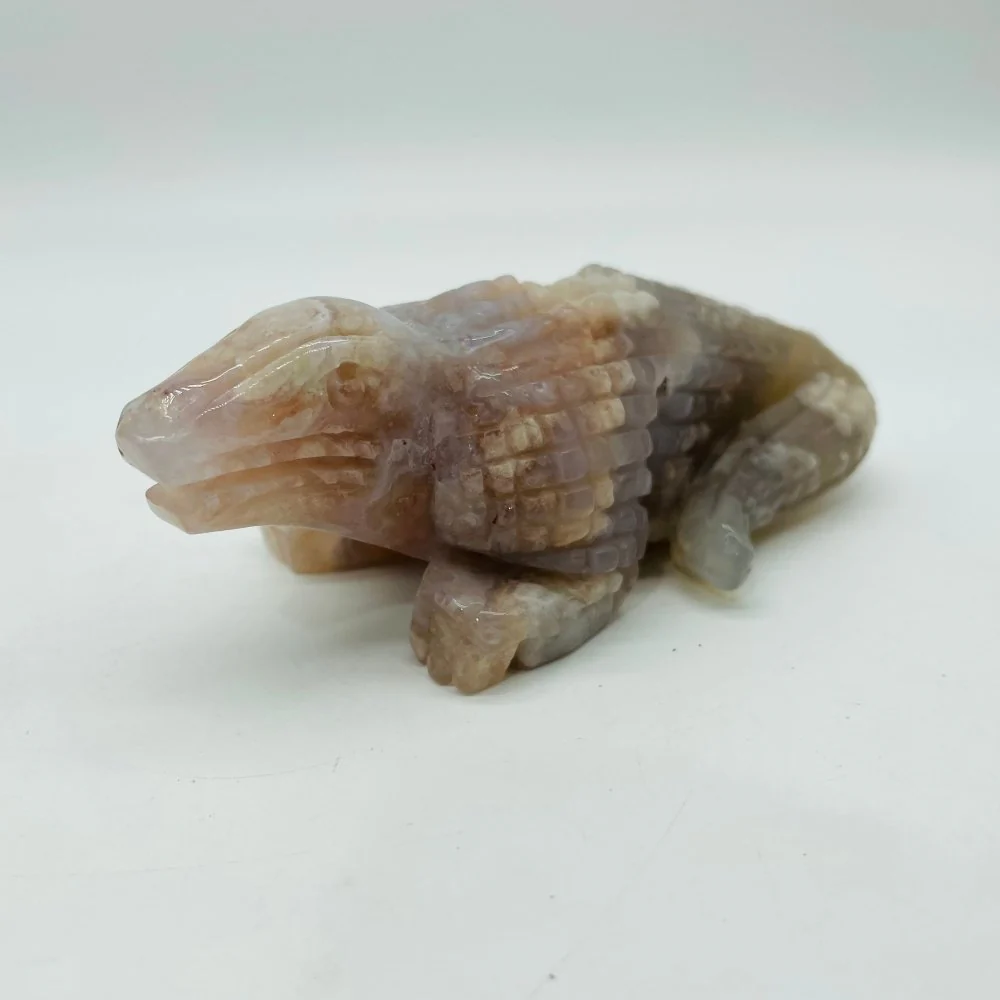 Sakura Flower Agate Crocodile Carving - Image 4
