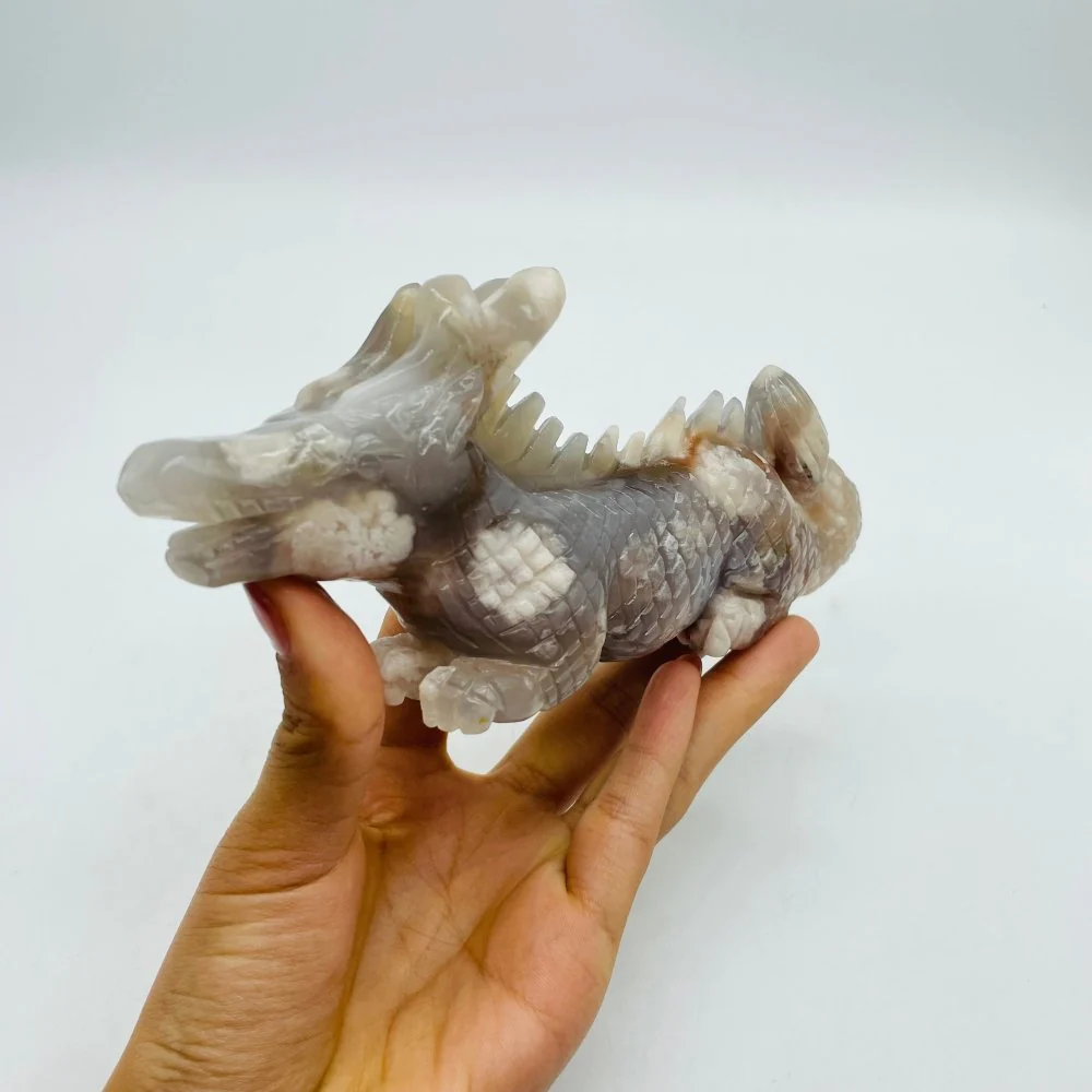 Sakura Flower Agate Dragon Carving - Image 3