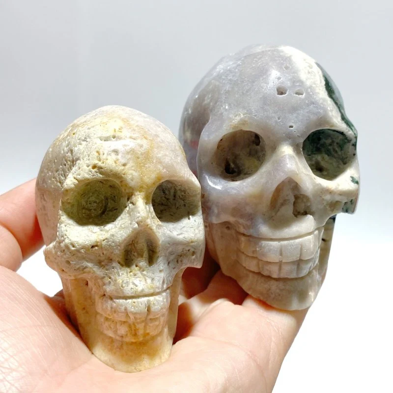 10 Pieces Sakura Flower Agate Skull Carving Clearance - Image 8