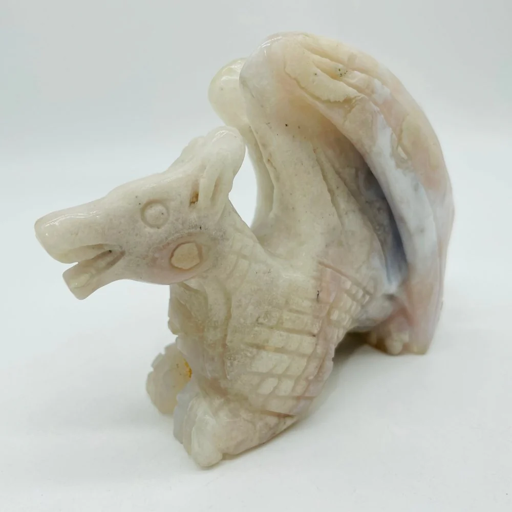 Sakura Flower Agate Flying Dragon Carving - Image 2