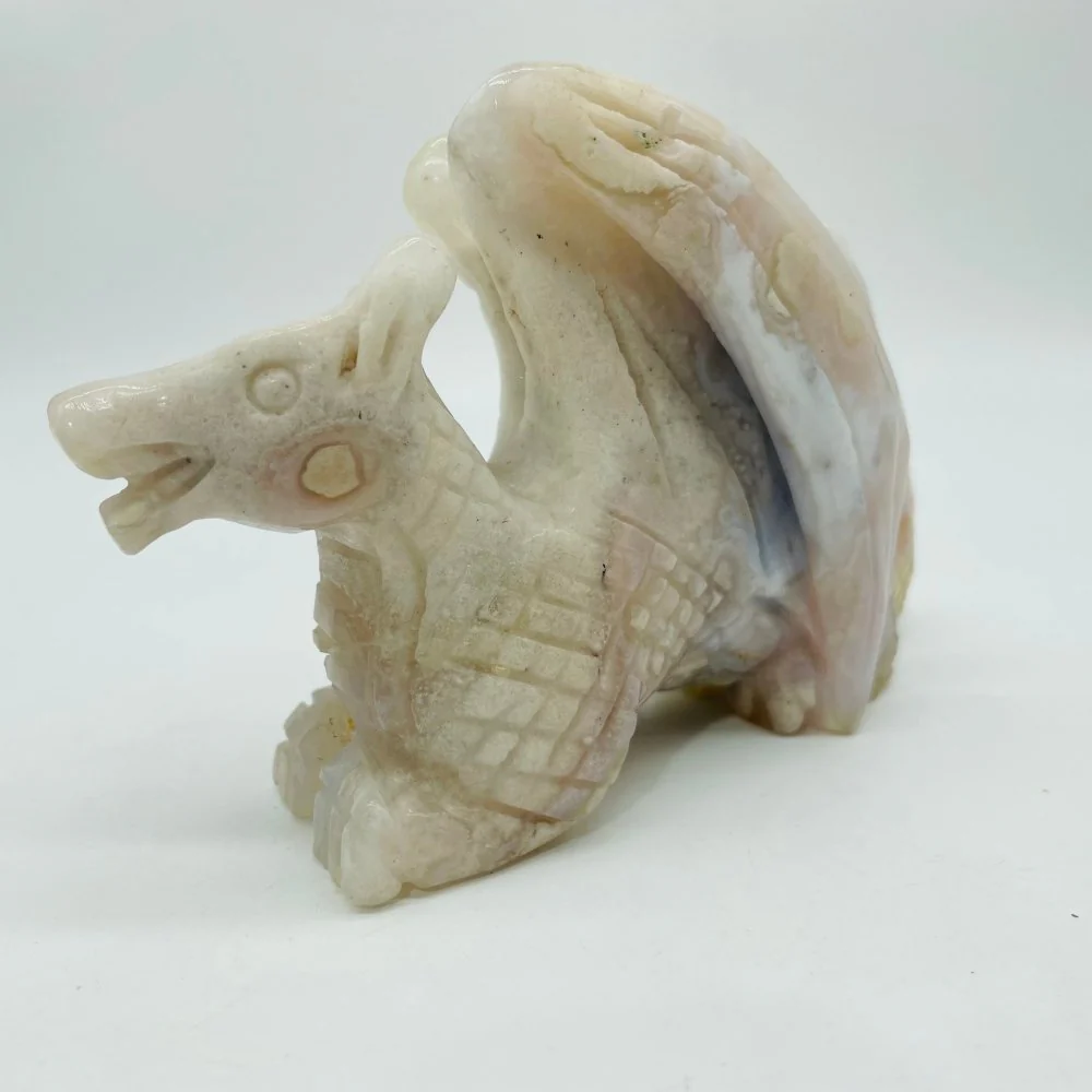 Sakura Flower Agate Flying Dragon Carving - Image 3