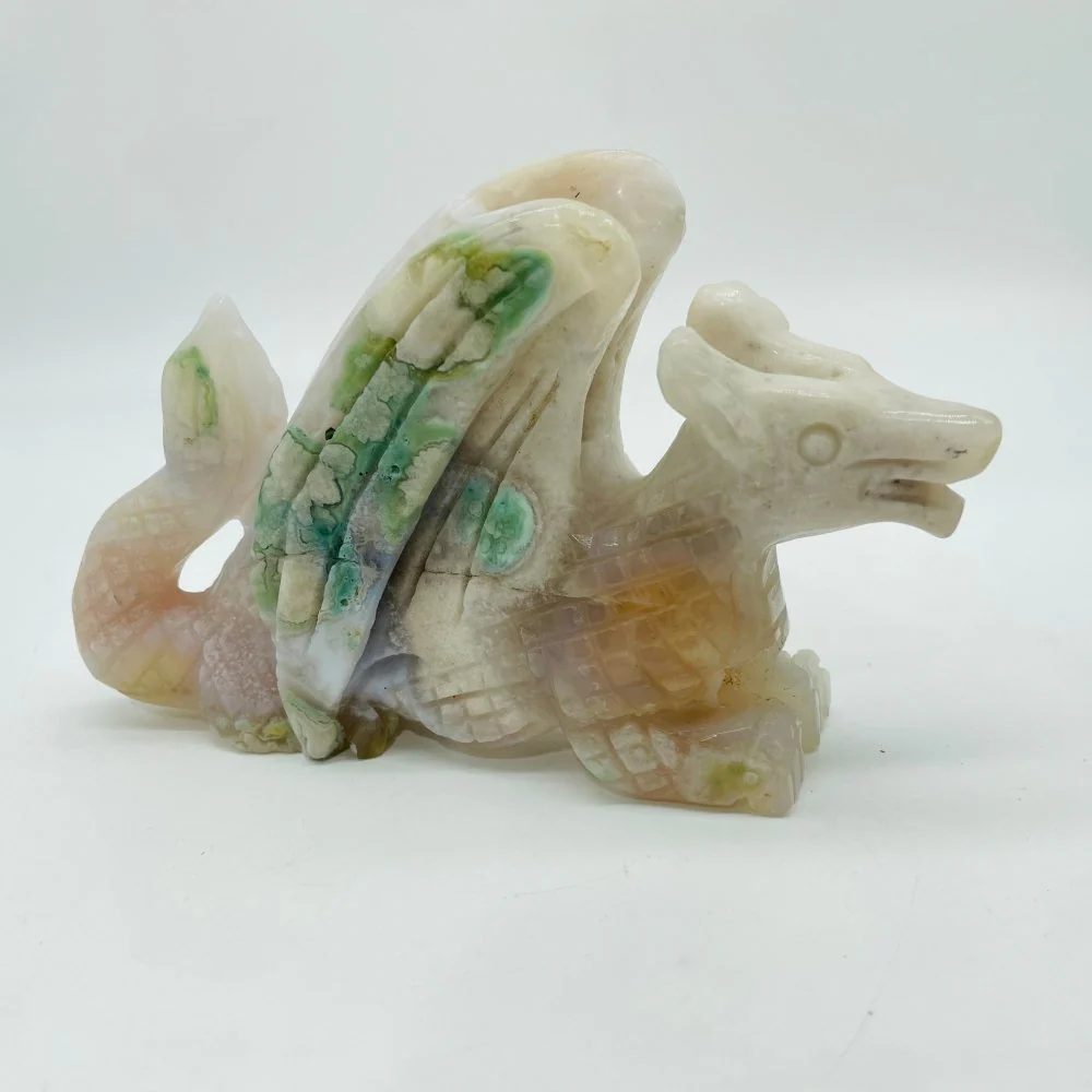 Sakura Flower Agate Flying Dragon Carving - Image 4