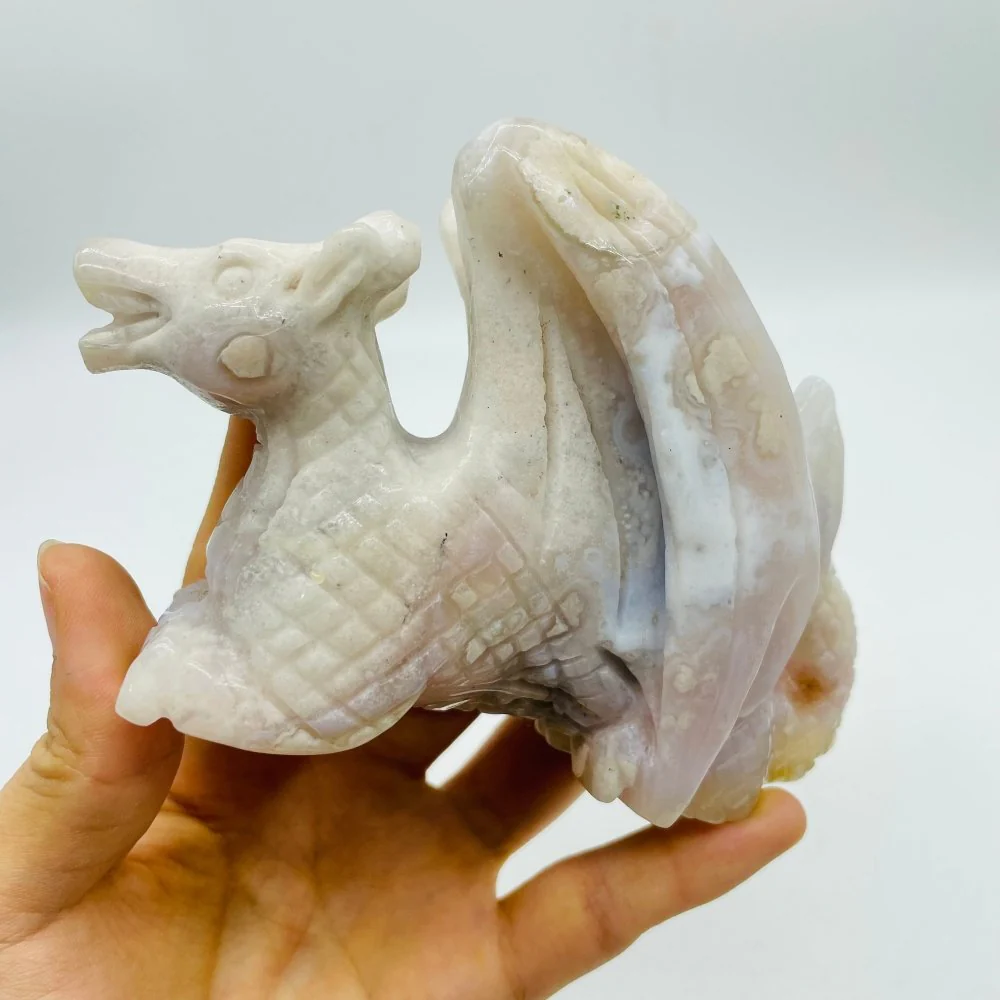 Sakura Flower Agate Flying Dragon Carving - Image 5
