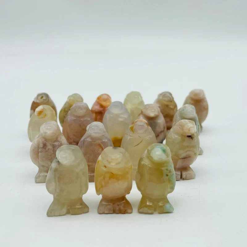 Mini Sakura Flower Agate Penguin Carving Wholesale - Image 2