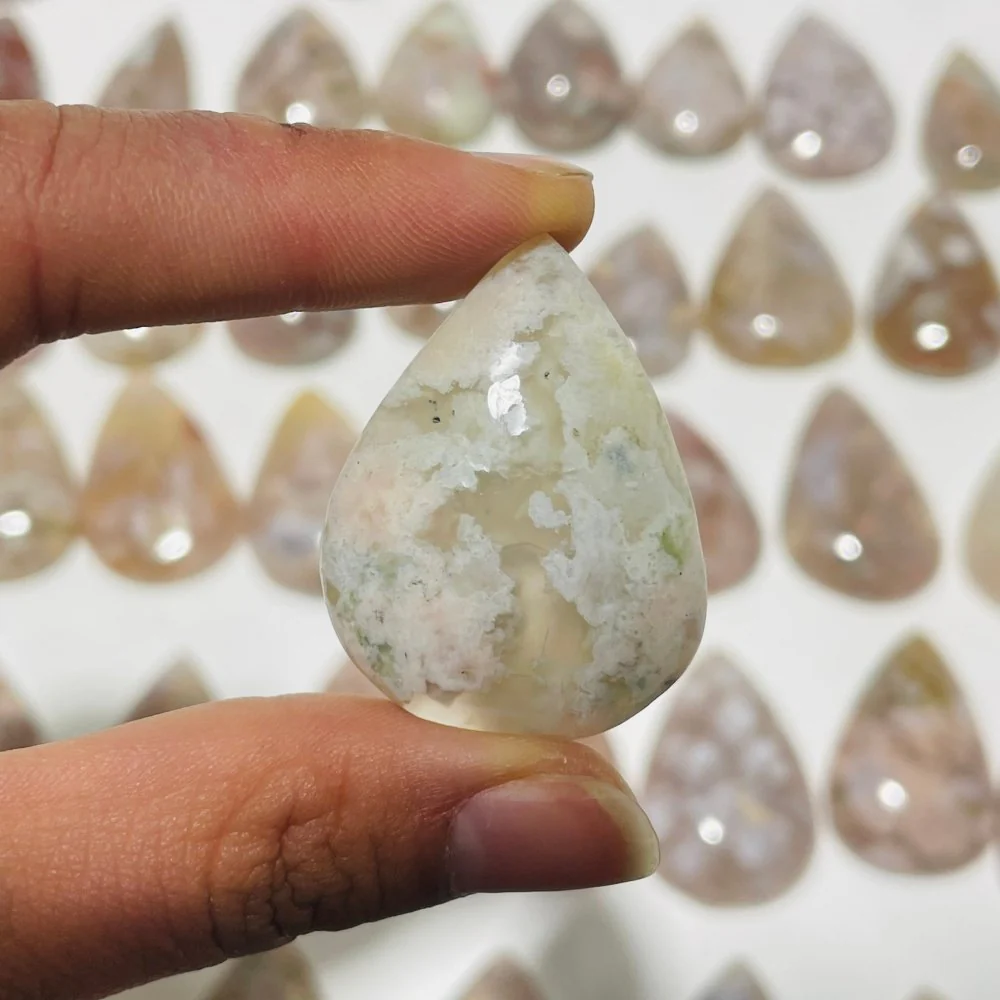 53 Pieces High Quality Sakura Flower Agate Teardrop Pendant DIY - Image 3
