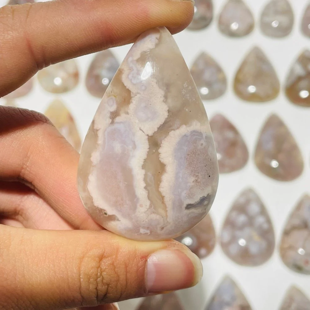 53 Pieces High Quality Sakura Flower Agate Teardrop Pendant DIY - Image 9