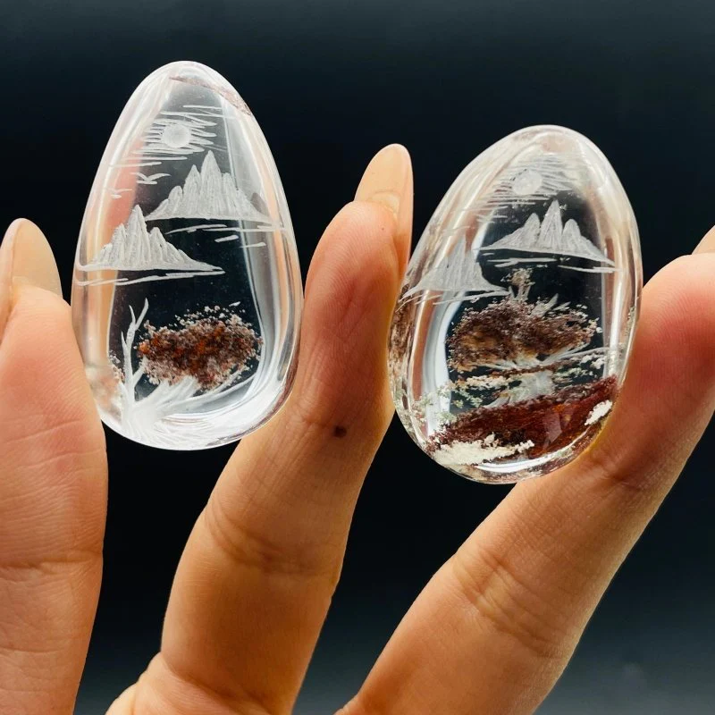 9 Pieces Beautiful Scenery Garden Quartz Inner Scene Crystal Carving - Image 2
