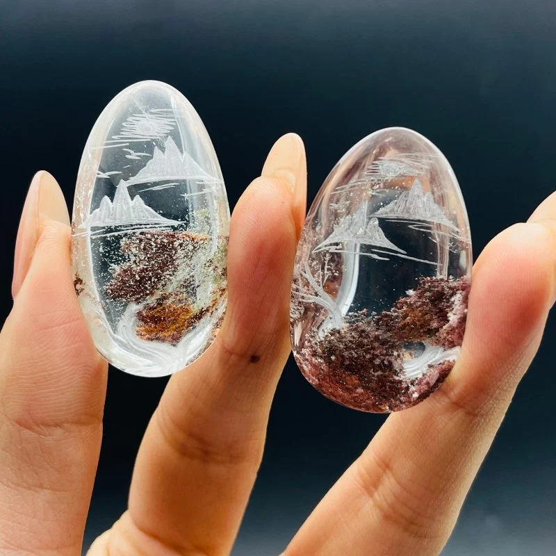 9 Pieces Beautiful Scenery Garden Quartz Inner Scene Crystal Carving - Image 3
