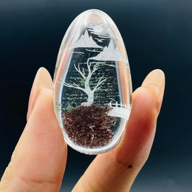 9 Pieces Beautiful Scenery Garden Quartz Inner Scene Crystal Carving - Image 4