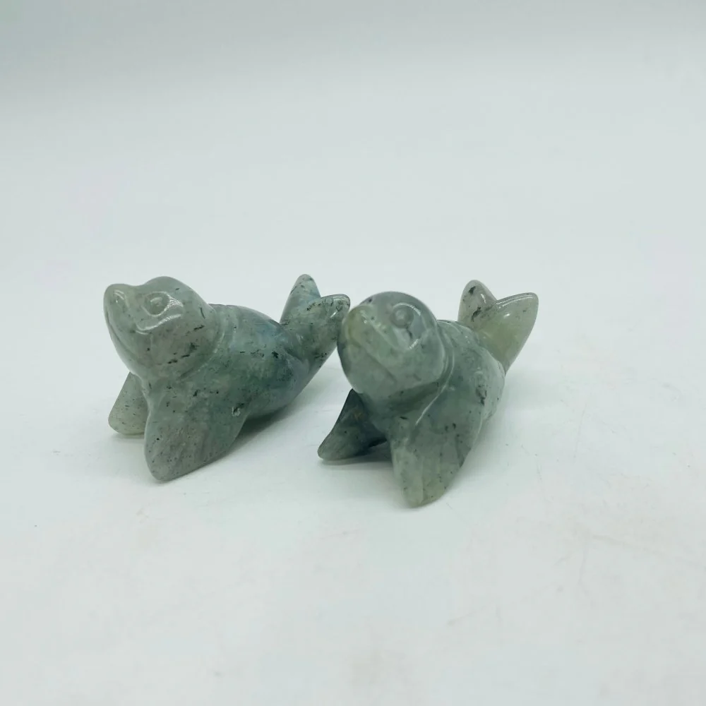 Sea Lion Carving Wholesale Yellow Agate & White Agate Labradorite - Image 3