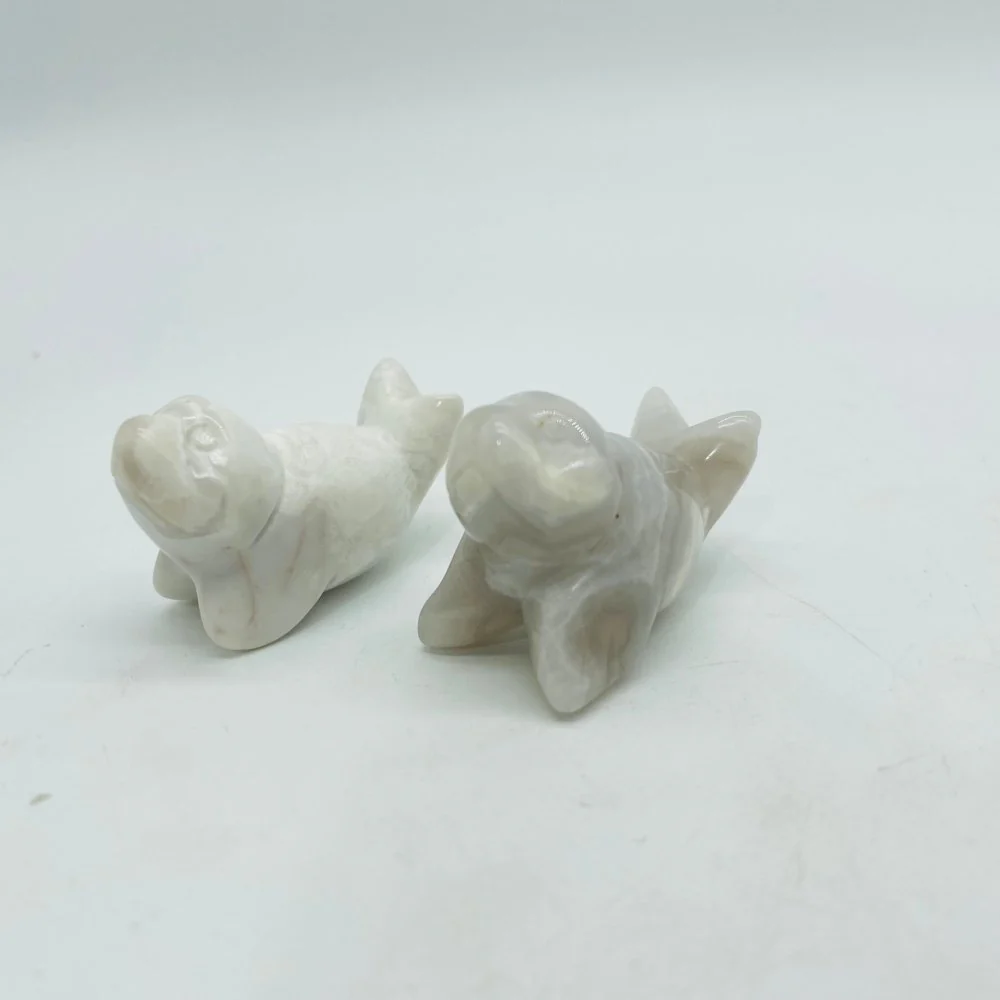 Sea Lion Carving Wholesale Yellow Agate & White Agate Labradorite - Image 5