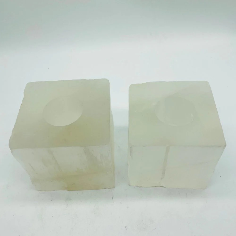 Selenite Square Crystal Candle Holder - Image 2