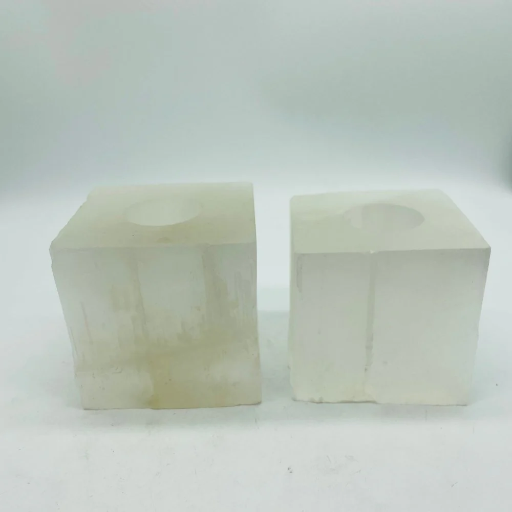 Selenite Square Crystal Candle Holder - Image 3