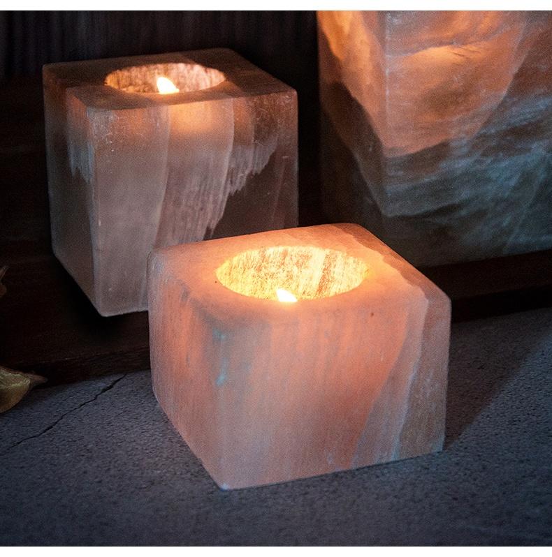 Selenite Square Crystal Candle Holder - Image 4