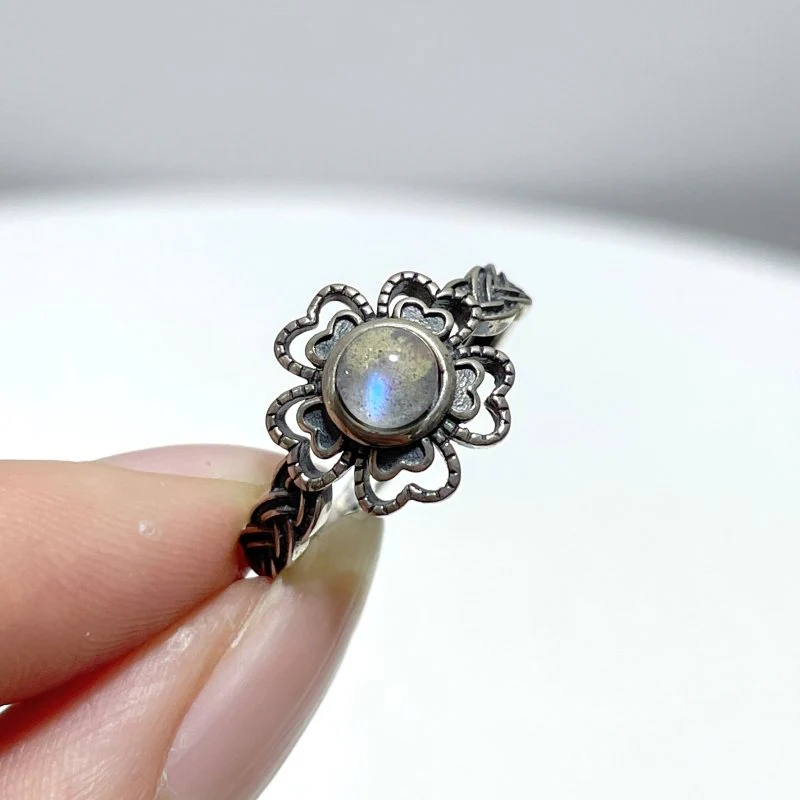 #C4 Silver Rings Flower Wholesale Moonstone Labradorite Opal Golden Rutile - Image 2