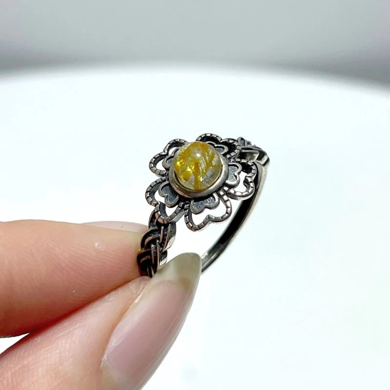 #C4 Silver Rings Flower Wholesale Moonstone Labradorite Opal Golden Rutile - Image 3