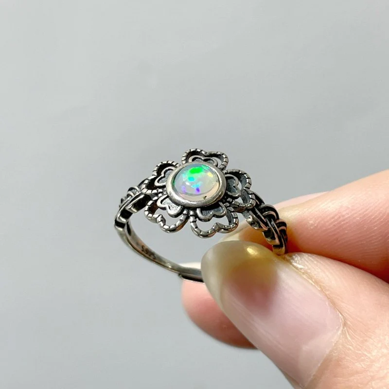 #C4 Silver Rings Flower Wholesale Moonstone Labradorite Opal Golden Rutile - Image 4