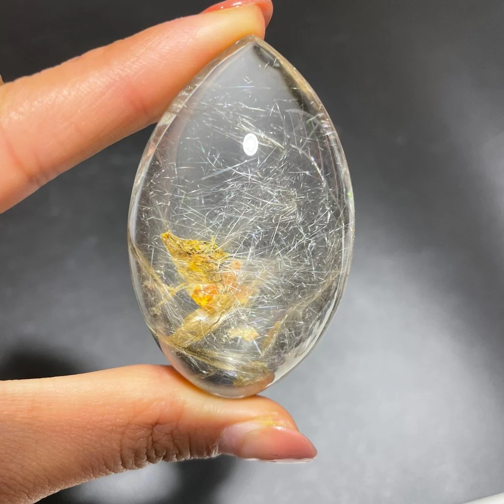 Silver Rutile Quartz Mixed Mica Horse Eye Marquise Shape - Image 3