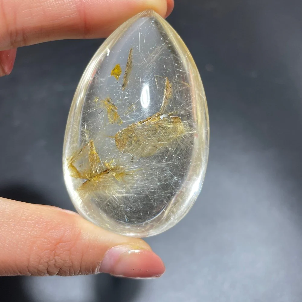 Silver Rutile Quartz Mixed Mica Teardrop Shape - Image 2