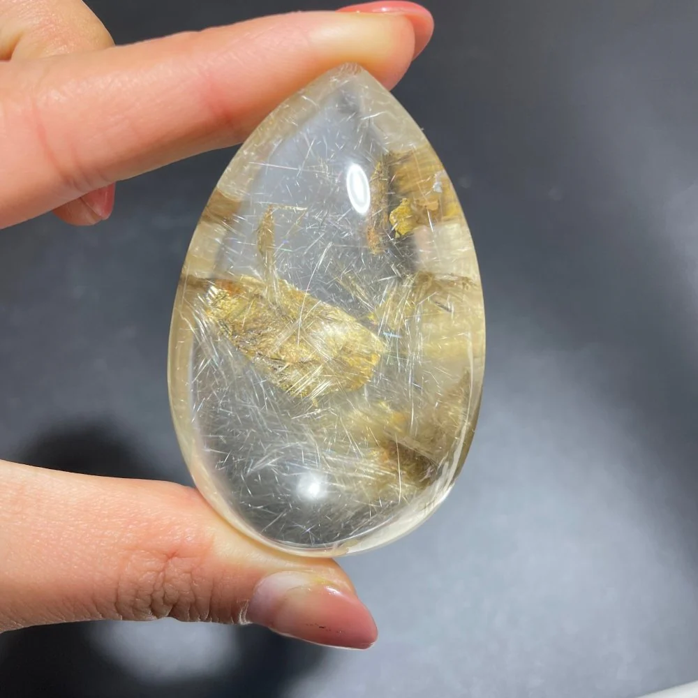 Silver Rutile Quartz Mixed Mica Teardrop Shape - Image 3