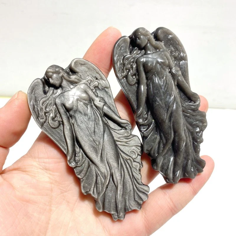Silver Sheen Obsidian Angel Carving Wholesale - Image 2