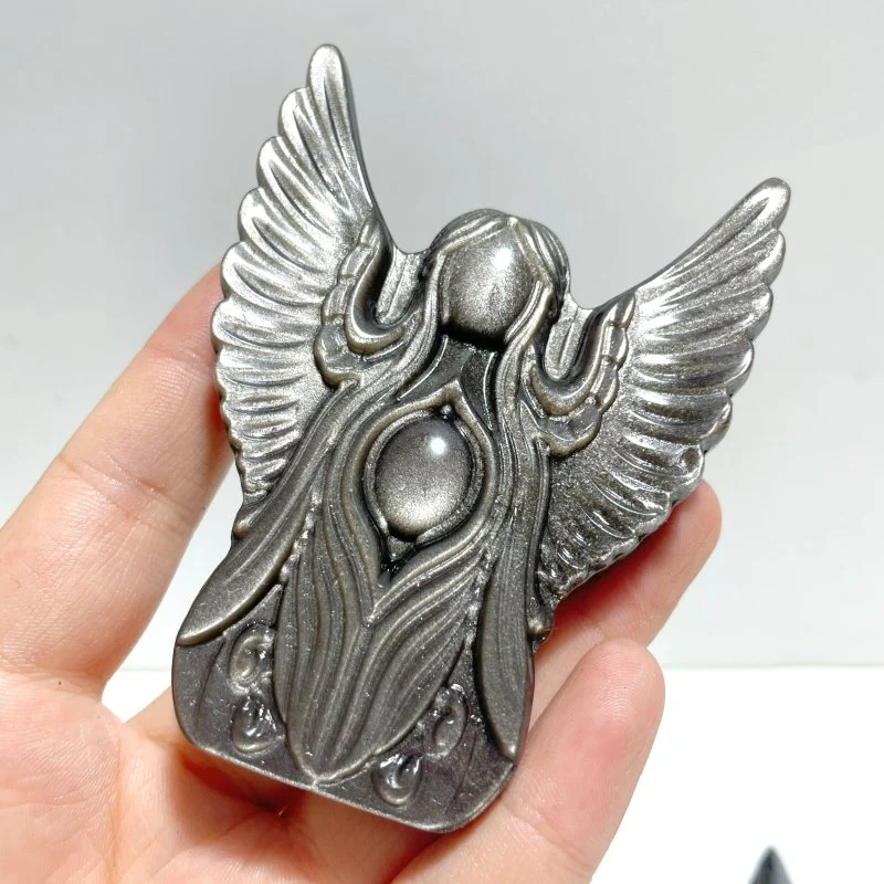 Silver Sheen Obsidian Angel Carving Wholesale - Image 2
