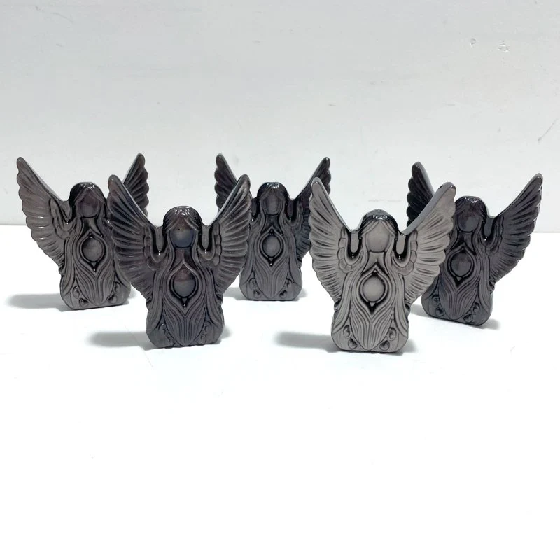 Silver Sheen Obsidian Angel Carving Wholesale - Image 3