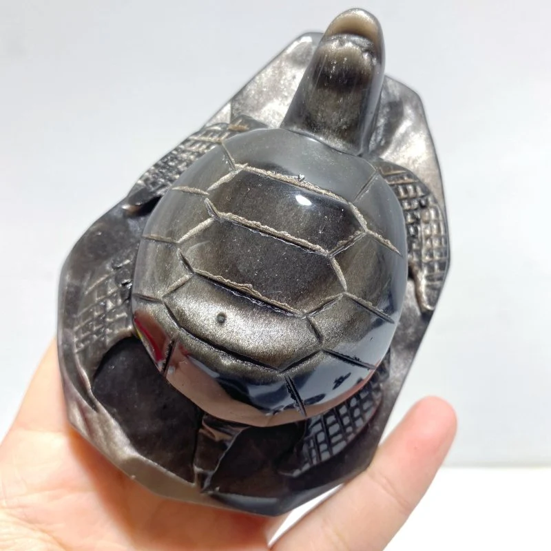 8 Pieces Silver Sheen Obsidian Animals Carving - Image 4