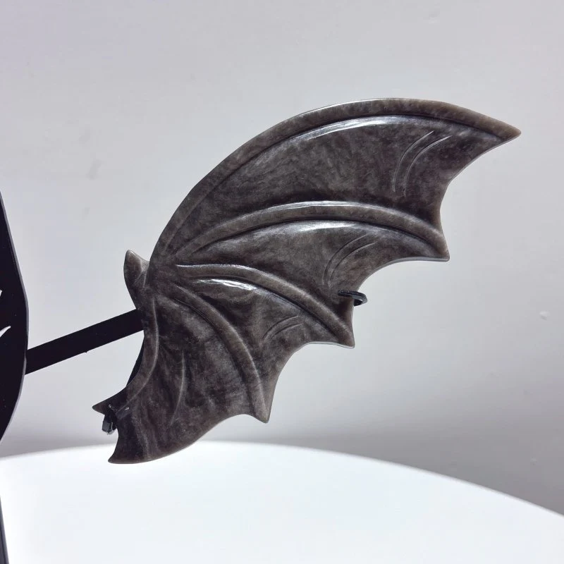 Silver Sheen Obsidian Bat Wing With Stand - Image 2