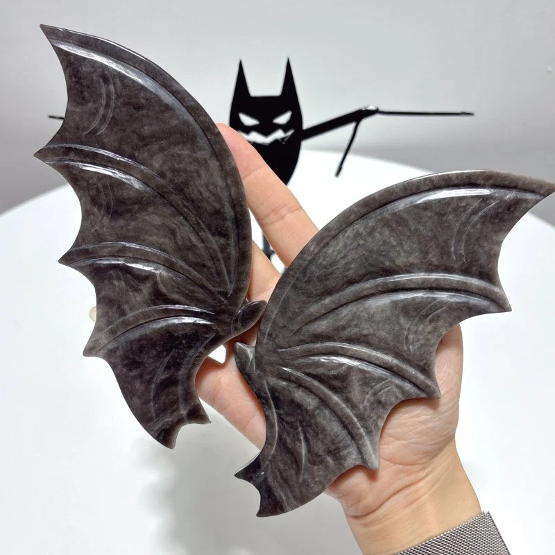Silver Sheen Obsidian Bat Wing With Stand - Image 3