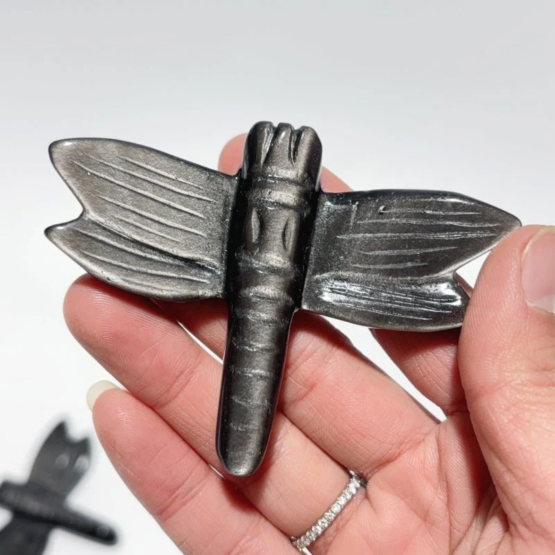 Silver Sheen Obsidian Dragonfly Carving Wholesale - Image 2