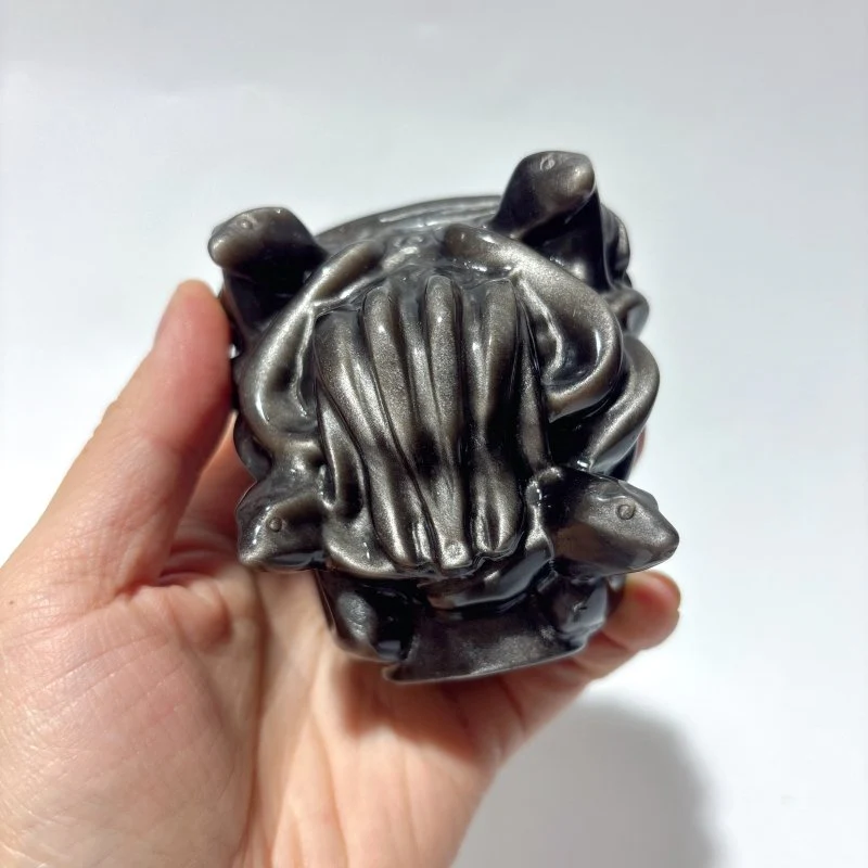 Silver Sheen Obsidian Medusa Carving Wholesale - Image 2