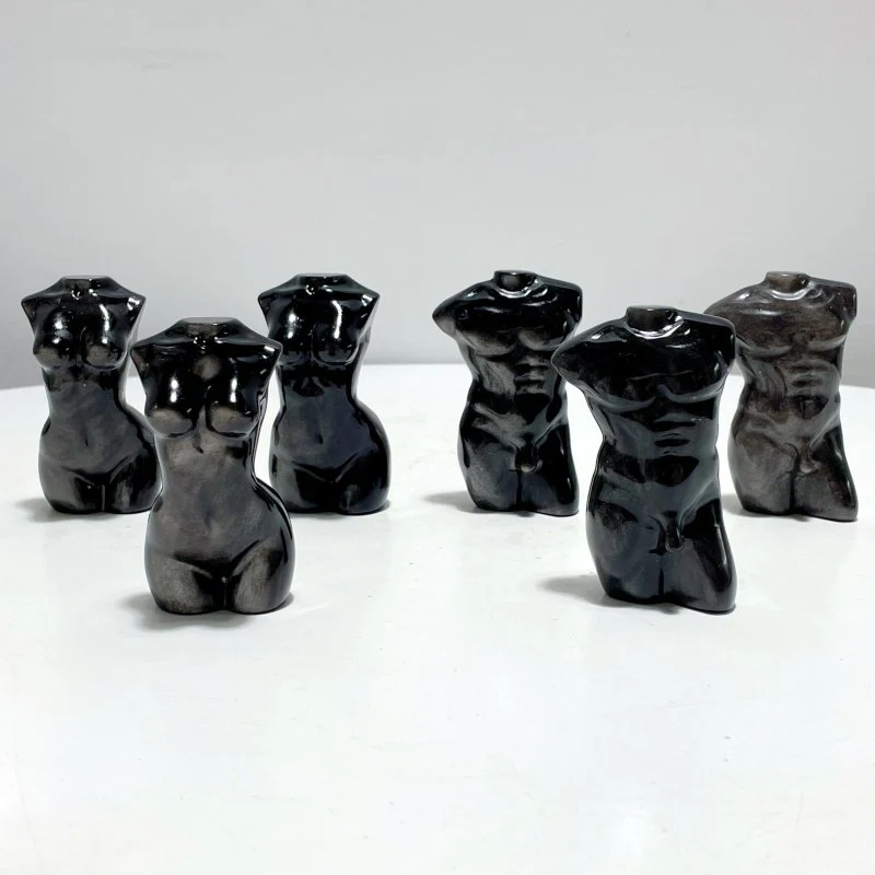 Silver Sheen Obsidian Men And Women Model Body Goddess Carving Wholesale - Image 2