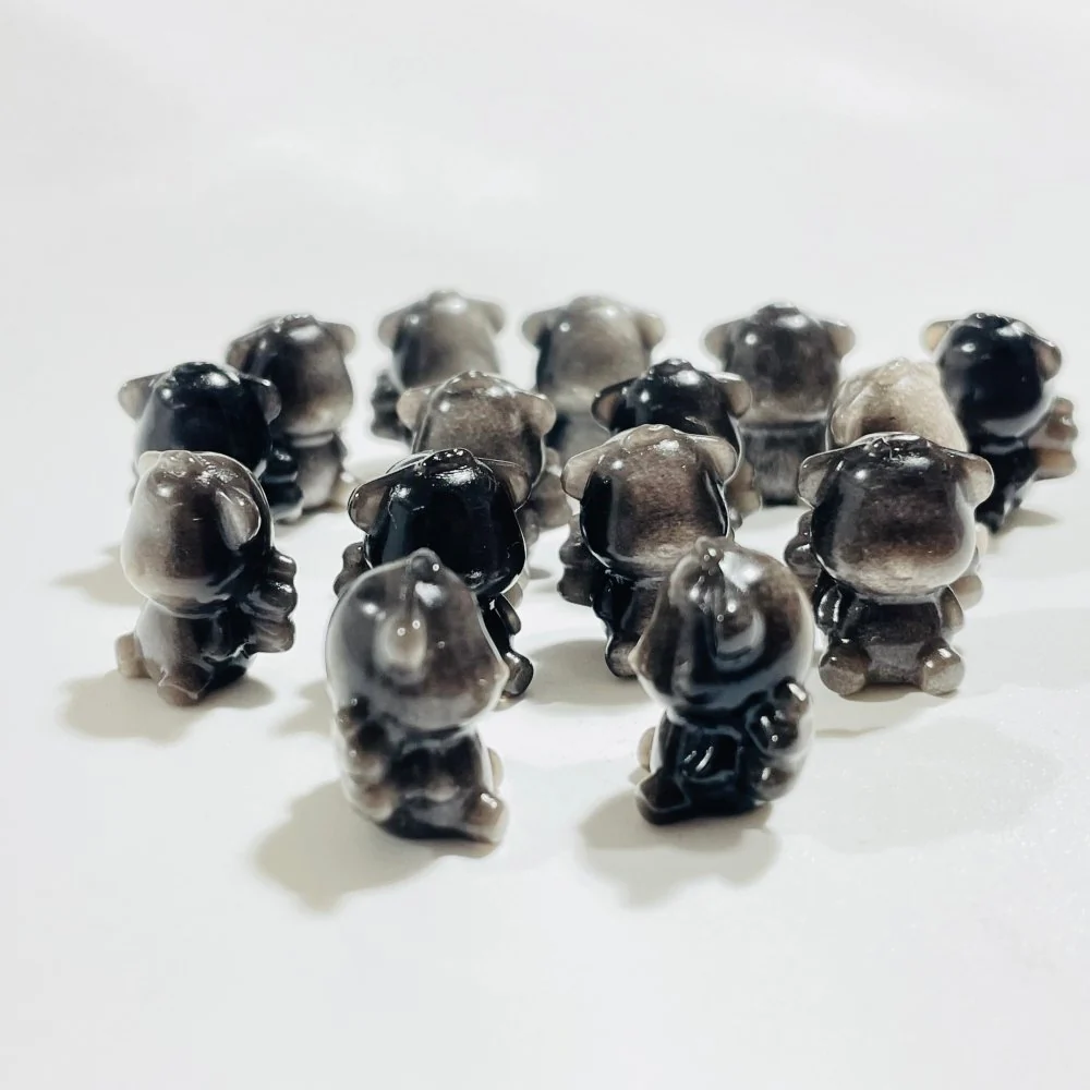 Silver Sheen Obsidian Mini Angel Bear Carving Wholesale - Image 3