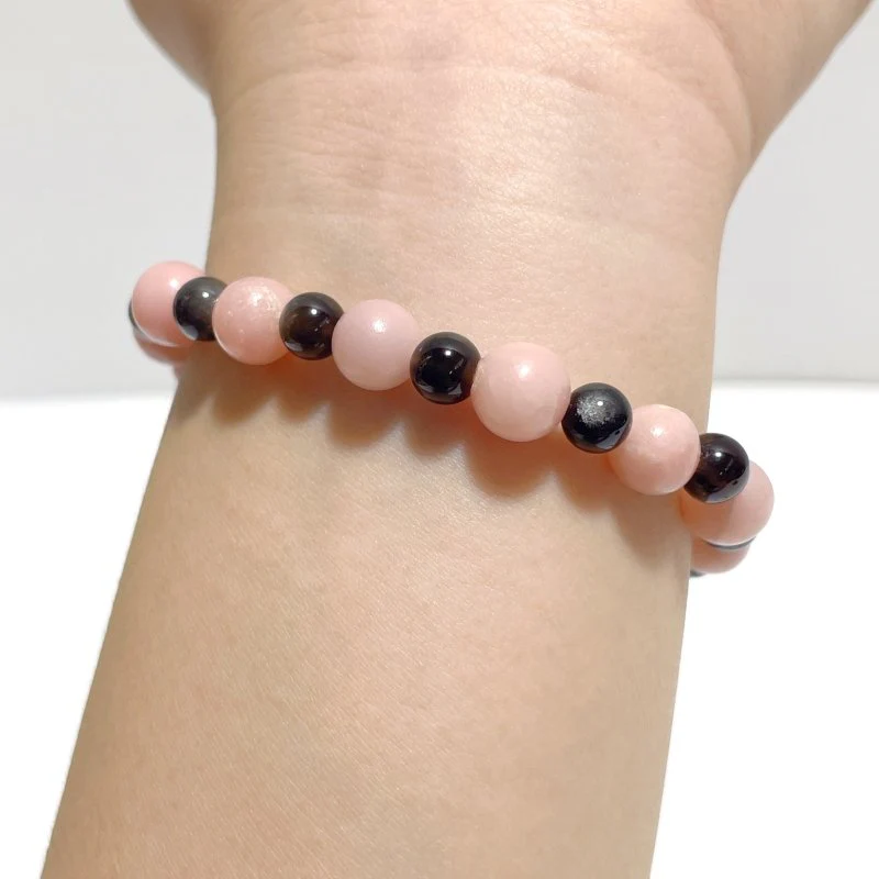 Silver Sheen Obsidian Pink Opal DIY Bracelet Wholesale Original Design - Image 5