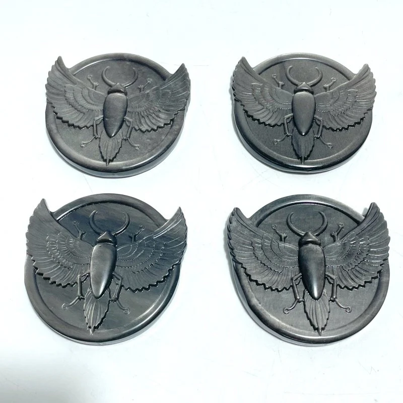 Silver Sheen Obsidian Scarab Carving Wholesale - Image 3